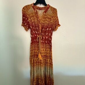 Free People Sunset Orange and Brown Maxi Dress